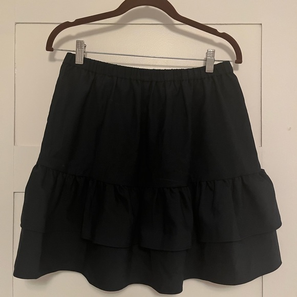 J Crew Navy Blue Indigo Wool Blend Ruffle Office Skirt - Picture 2 of 3